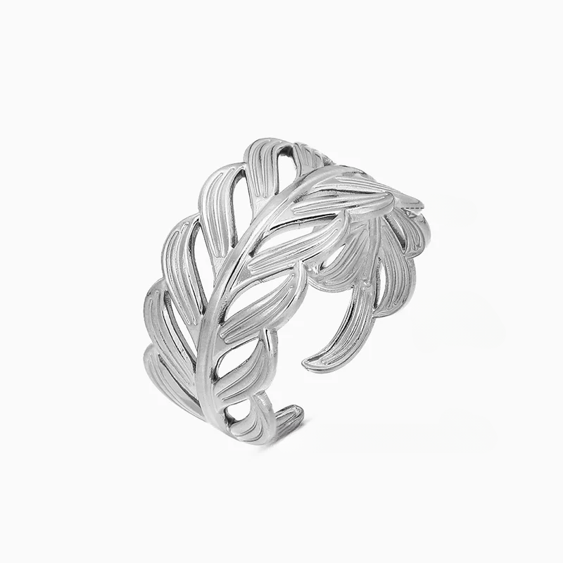 Silver Leaf Open Ring
