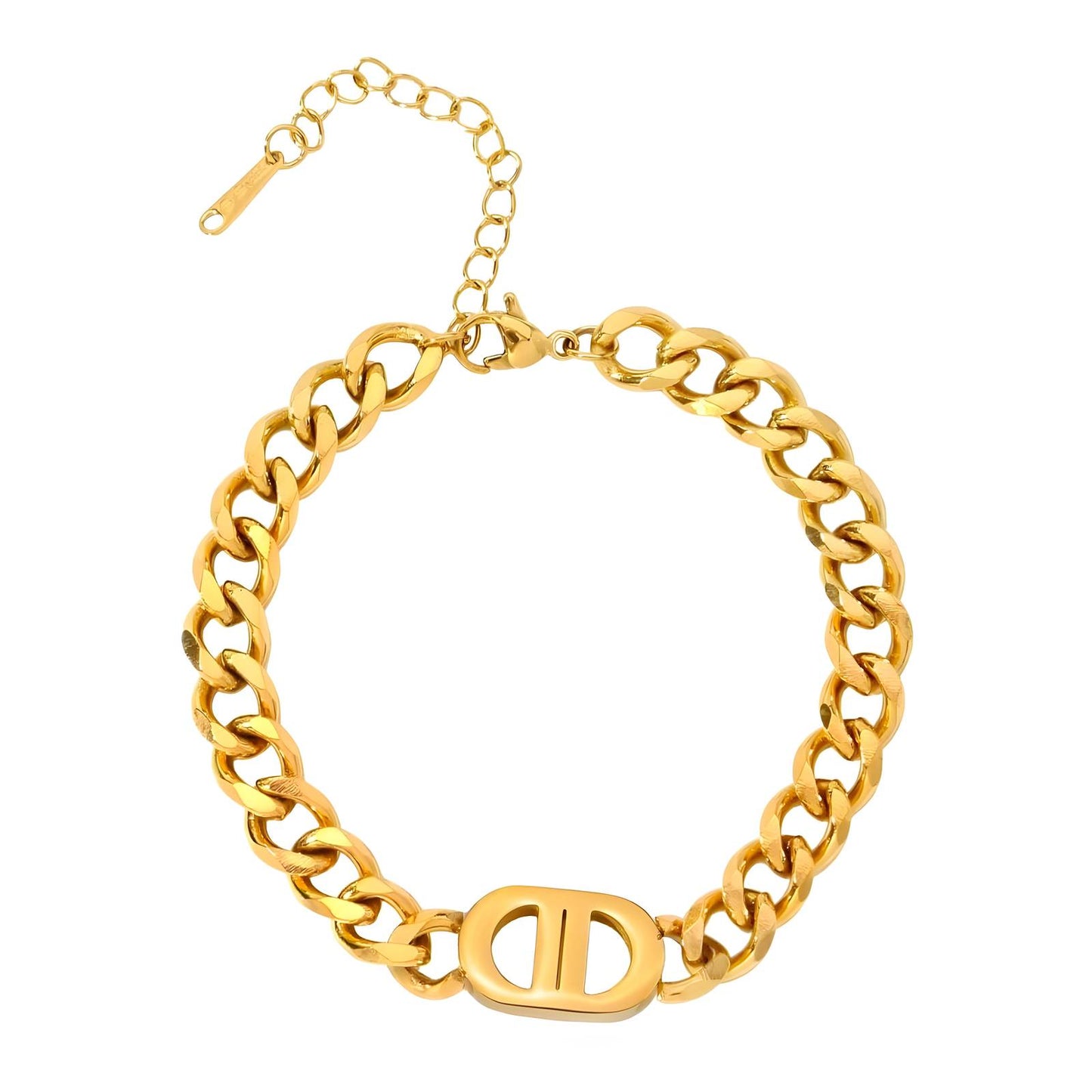 18K gold plated Cuban-link bracelet