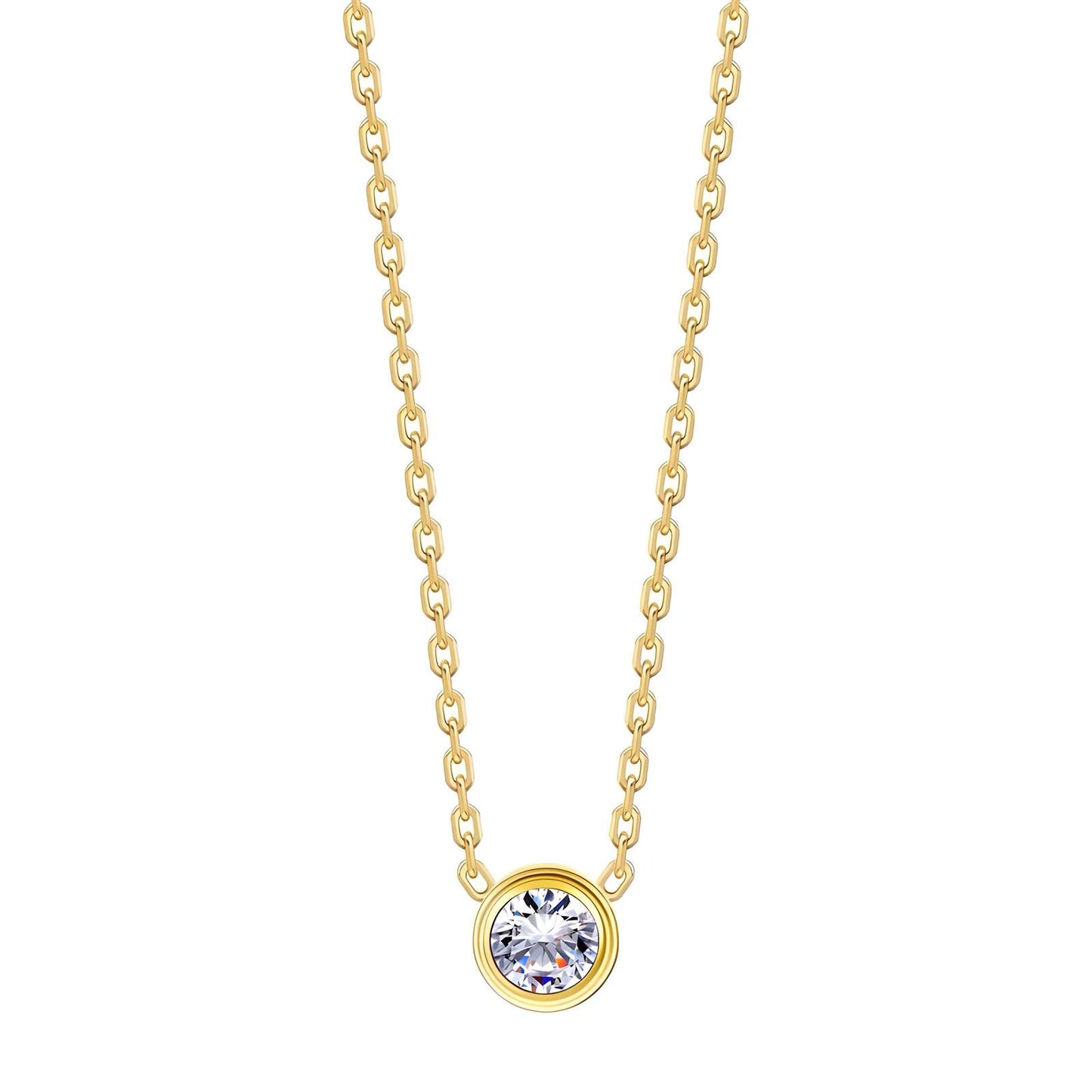 18K Gold-Plated Necklace with Cubic Zirconia Pendant