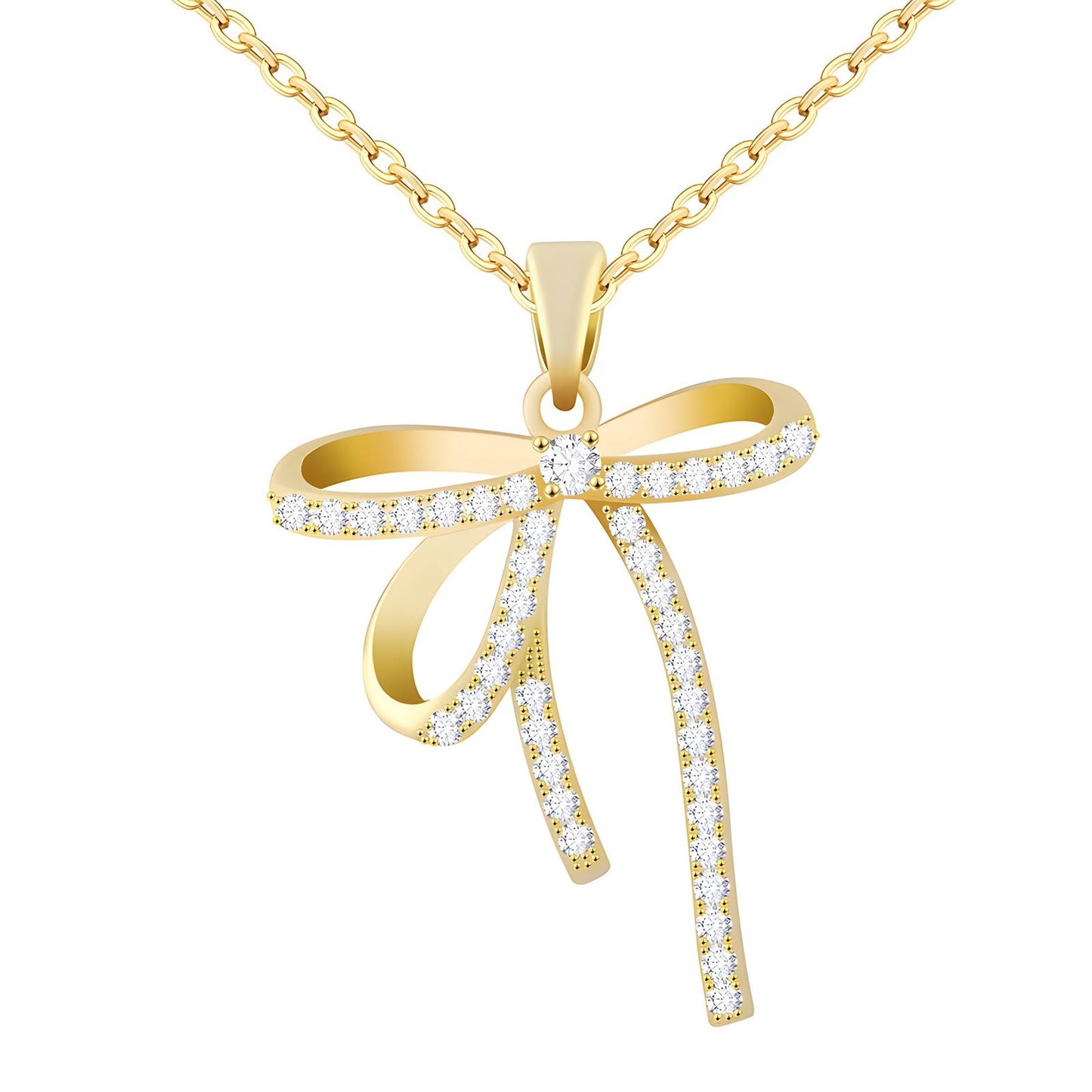 18K Gold-Plated Necklace with Elegant Bow Pendant