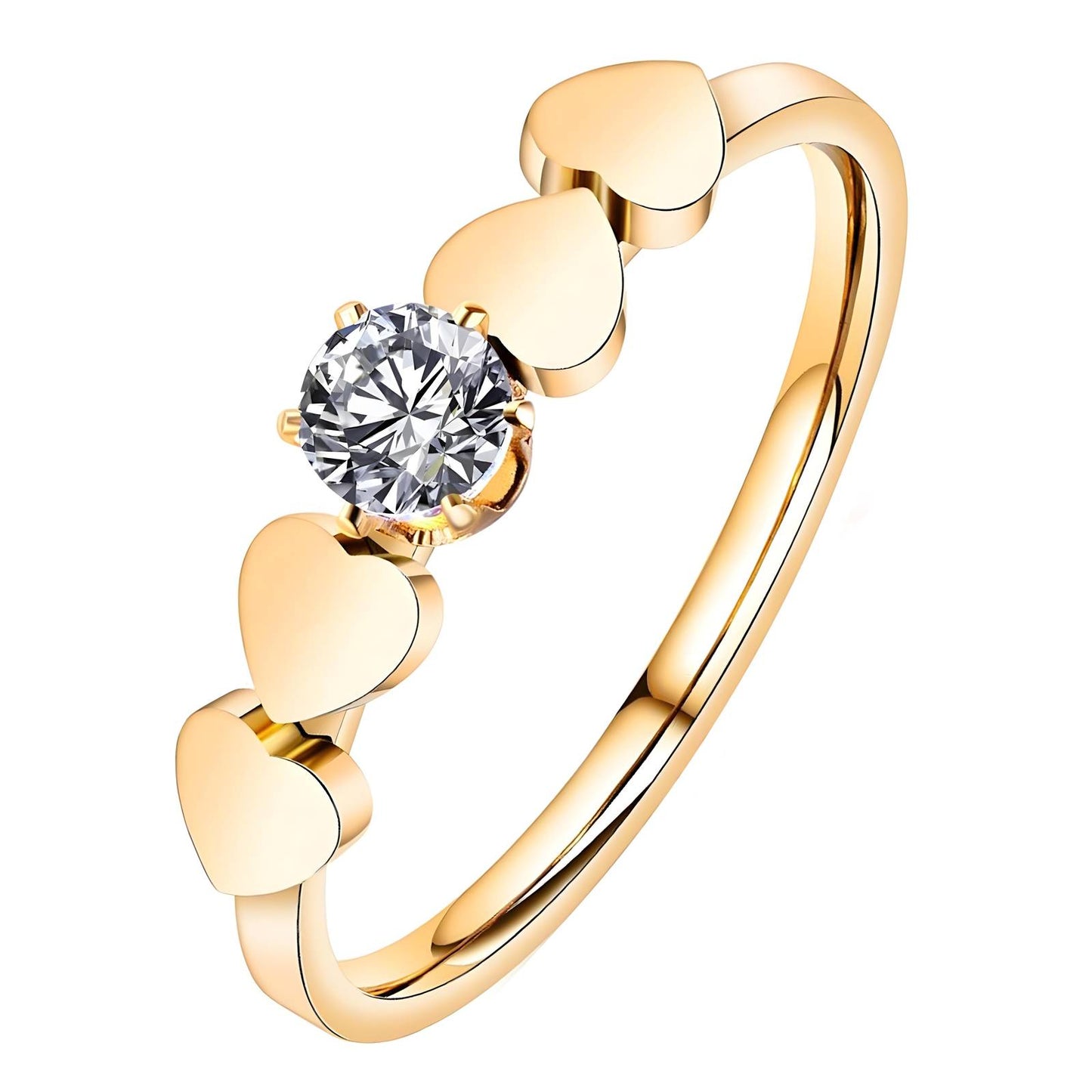 18K gold plated Stainless steel "Hearts" finger ring