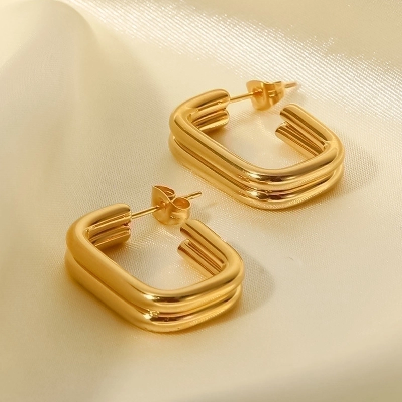 Retro C-Shape Earrings - Two Rows