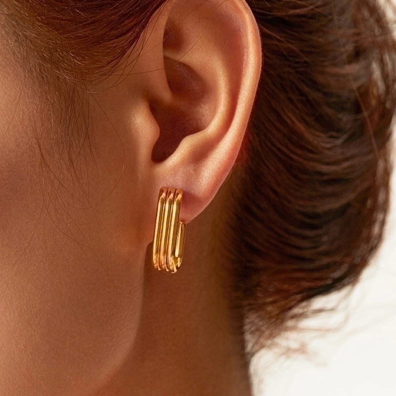 Retro C-Shape Earrings - Three Rows