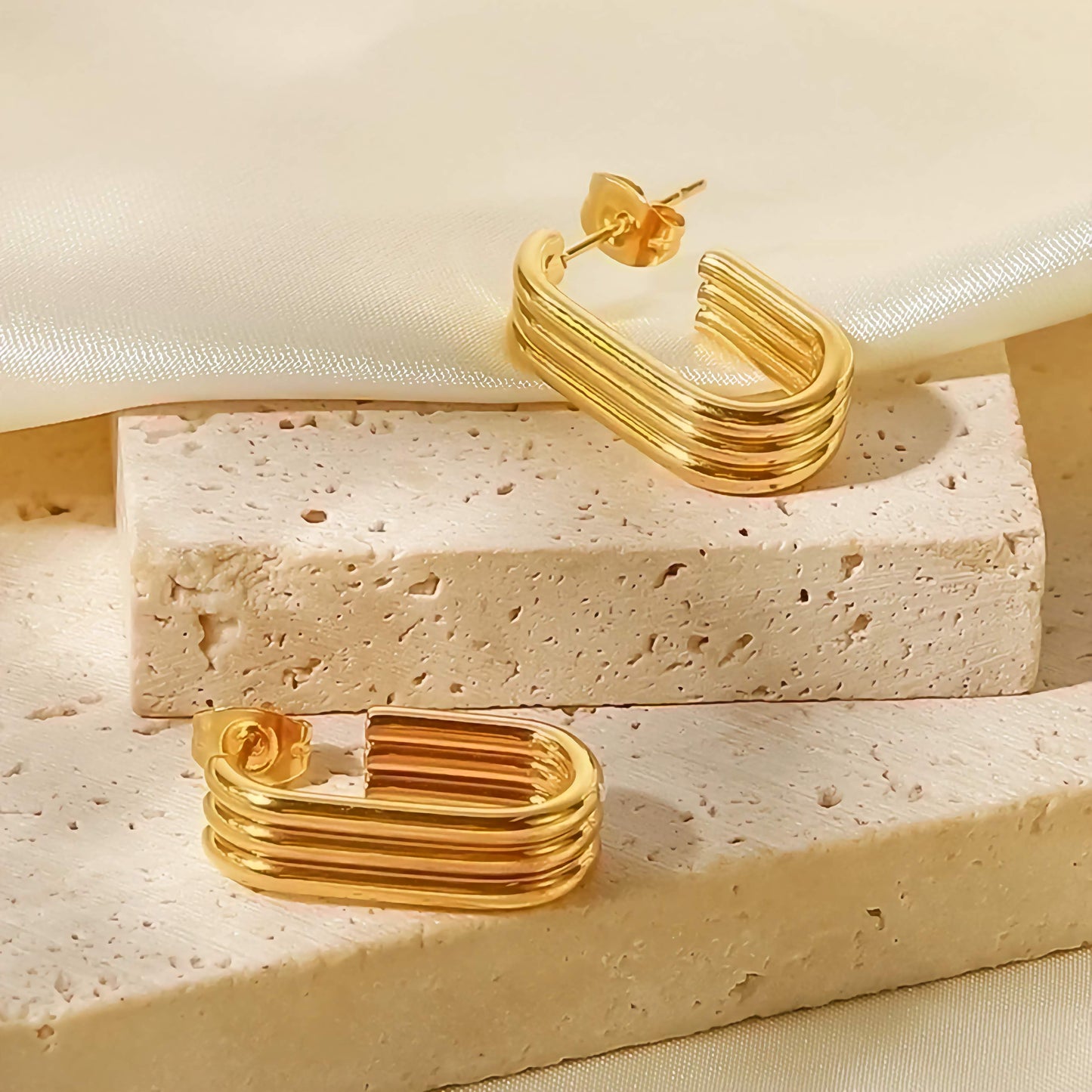 Retro C-Shape Earrings - Three Rows