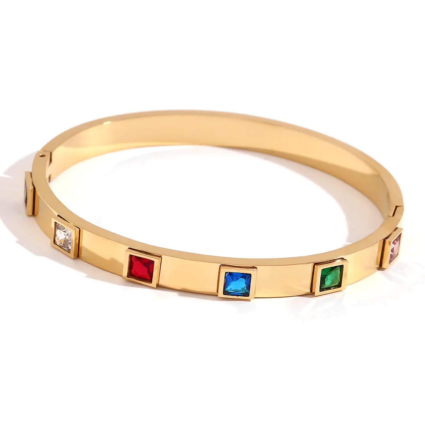 Colorful Zircon Buckle Bangle