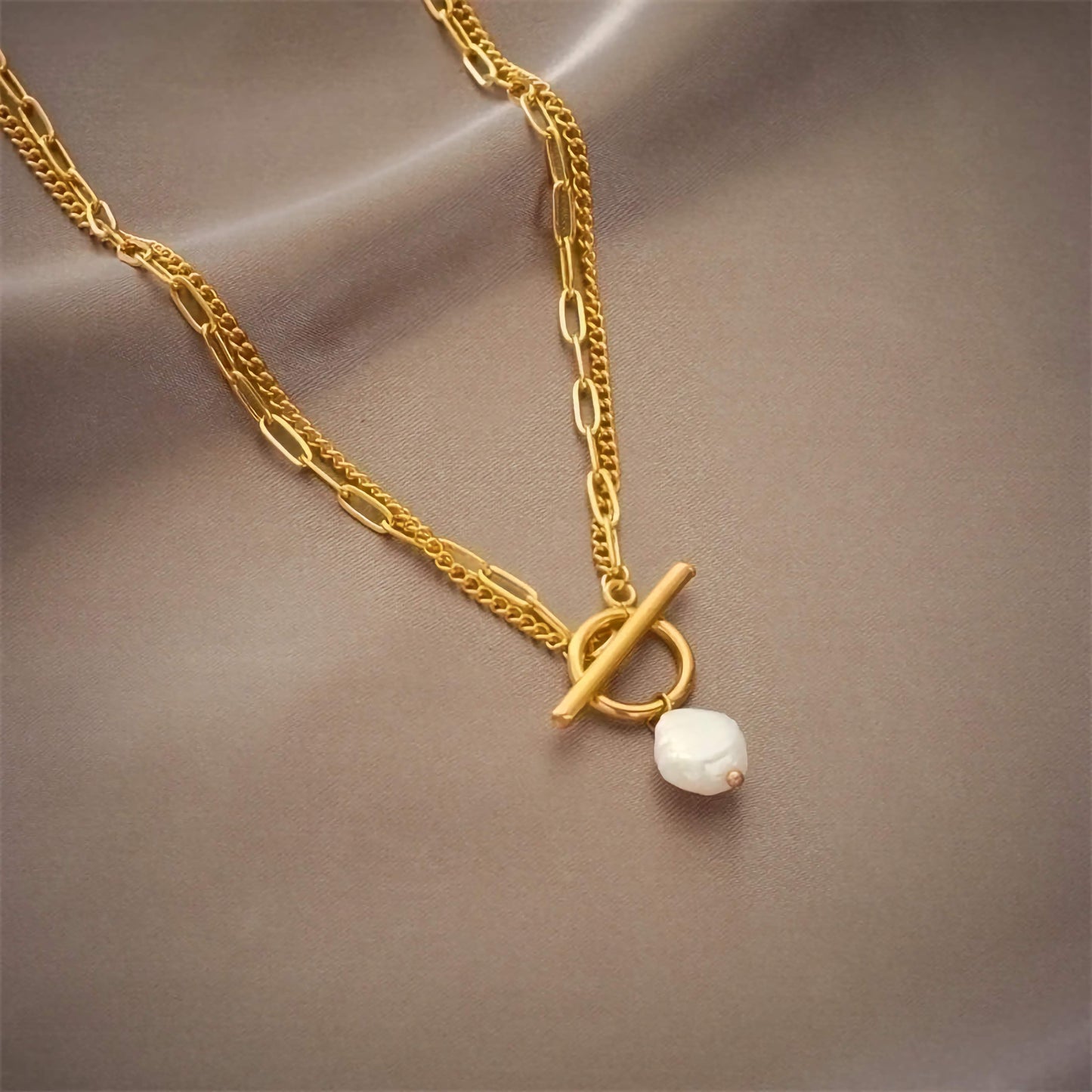 Golden Pearl Drop Necklace