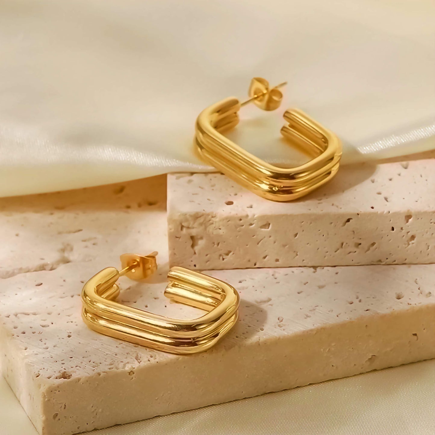 Retro C-Shape Earrings - Two Rows