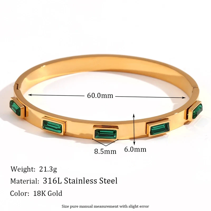 Emerald Glow Rectangular Zircon Bracelet